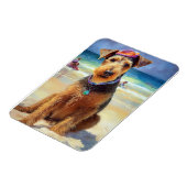 Airedale op strand, zomercadeau voor hondenliefheb magneet (Linkerzijde)