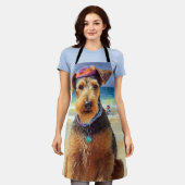 Airedale op strand, zomercadeau voor hondenliefheb schort (Gedragen)