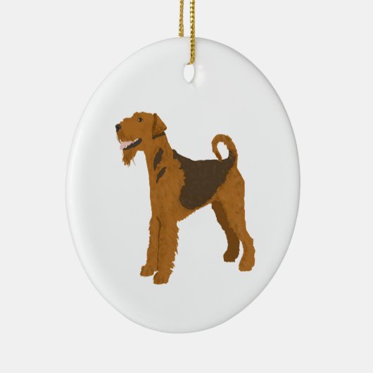 Airedale Persoonlijke kerstontkleuring van de hond Keramisch Ornament (Rechts)