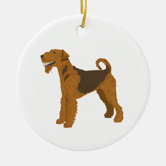 Airedale Persoonlijke kerstontkleuring van de hond Keramisch Ornament (Voorkant)