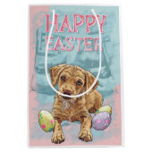 Airedale Pup Happy Pasen Medium Cadeauzakje (Voorkant)
