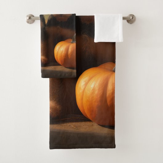 Airedale Puppy Autumn Delight Pompoen Bad Handdoek (Insitu)
