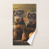 Airedale Puppy Autumn Delight Pompoen Bad Handdoek (Handdoek)
