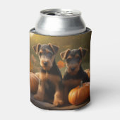 Airedale Puppy Herfst Delight Pompoen Blikjeskoeler (Blikje Voorkant)