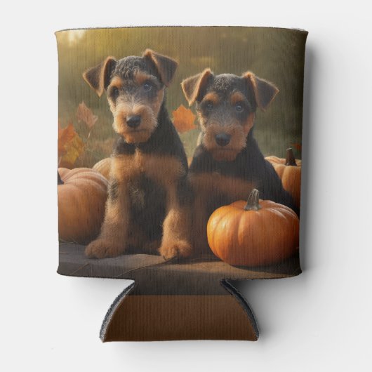 Airedale Puppy Herfst Delight Pompoen Blikjeskoeler (Voorkant)