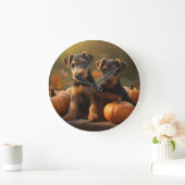 Airedale Puppy Herfst Delight Pompoen Grote Klok (Huis)