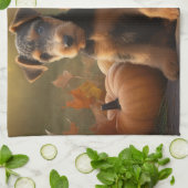 Airedale Puppy Herfst Delight Pompoen Theedoek (Gevouwen)