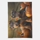 Airedale Puppy Herfst Delight Pompoen Theedoek (Verticaal)