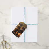Airedale Puppy Herfst Plezier Pompoen Cadeaulabel (Met Touw)