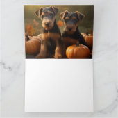 Airedale Puppy Herfstpracht Pompoen Kaart (Binnen)