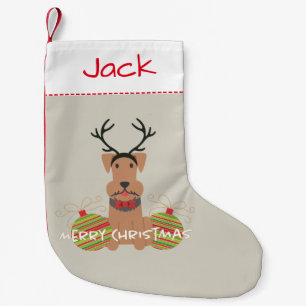 Airedale Reindeer Merry kerstpas Kleine Kerstsok