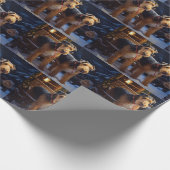 Airedale Snowy Sleigh Ride Kerst Decor Cadeaupapier (Hoek)