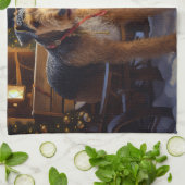 Airedale Snowy Sleigh Ride Kerst Decor Theedoek (Gevouwen)