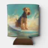 Airedale strand surfen schilderij blikjeskoeler (Achterkant)