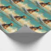 Airedale strand surfen schilderij cadeaupapier (Hoek)