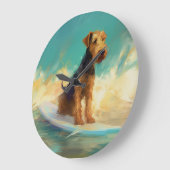Airedale strand surfen schilderij grote klok (Hoek)