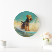 Airedale strand surfen schilderij grote klok (Huis)