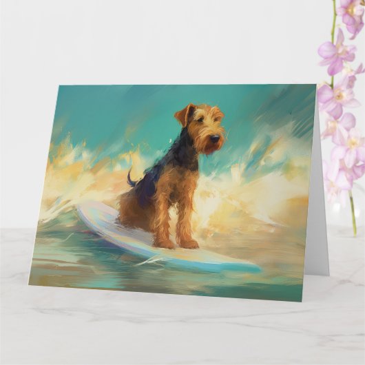 Airedale strand surfen schilderij kaart (Orchidee)