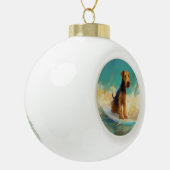 Airedale strand surfen schilderij keramische bal ornament (Links)