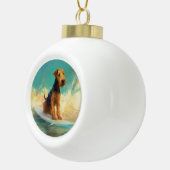 Airedale strand surfen schilderij keramische bal ornament (Rechts)