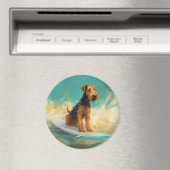 Airedale strand surfen schilderij magneet (Insitu (Vaatwasser))