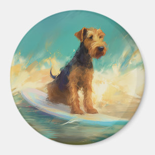 Airedale strand surfen schilderij magneet