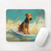 Airedale strand surfen schilderij muismat (Met muis)
