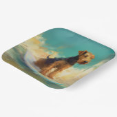 Airedale strand surfen schilderij papieren bordje (Gebogen)