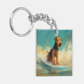 Airedale strand surfen schilderij sleutelhanger (Voorkant Links)