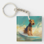 Airedale strand surfen schilderij sleutelhanger (Voorkant)