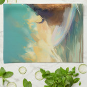 Airedale strand surfen schilderij theedoek (Gevouwen)