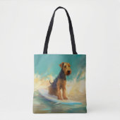 Airedale strand surfen schilderij tote bag (Voorkant)