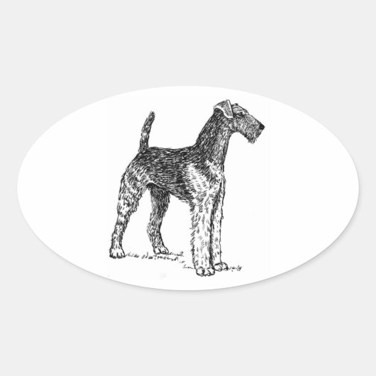 Airedale tekening.png ovale sticker (Voorkant)
