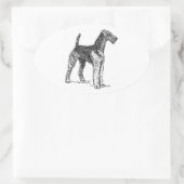 Airedale tekening.png ovale sticker (Tas)