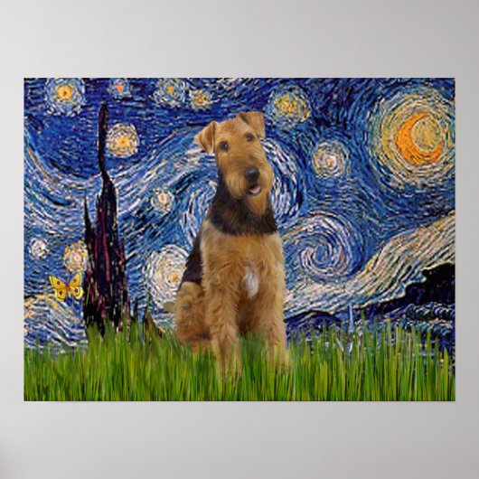 Airedale Terrier (#1) - Sterrennacht Poster (Voorkant)
