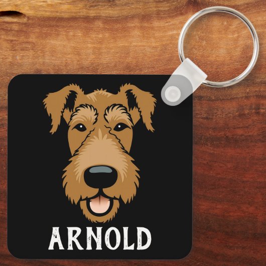 Airedale Terrier aangepaste hondennaam gepersonali Sleutelhanger (Achterkant)
