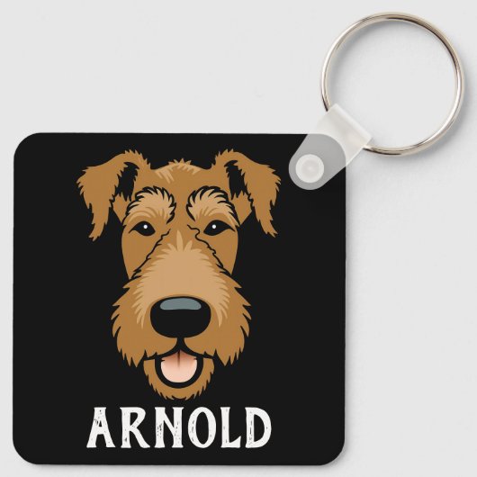 Airedale Terrier aangepaste hondennaam gepersonali Sleutelhanger (Achterkant)