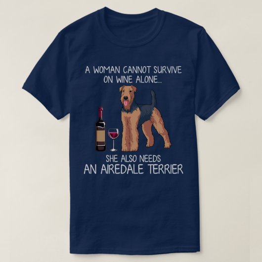 Airedale Terrier and wine Funny dog T-shirt (Design voorkant)
