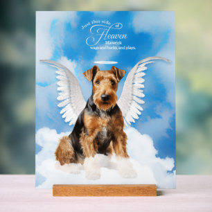 Airedale Terrier Angel Dog met naam Pet Memorial Acryl Bord