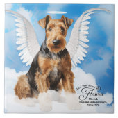 Airedale Terrier Angel Gepersonaliseerd Gedenkteke Tegeltje (Voorkant)