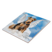 Airedale Terrier Angel Gepersonaliseerd Gedenkteke Tegeltje (Zijkant)