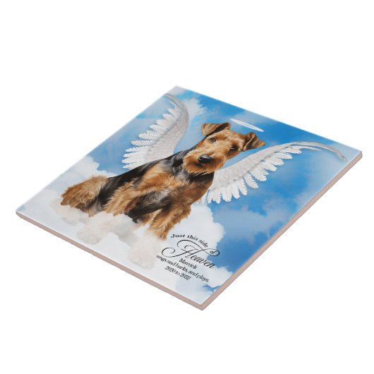 Airedale Terrier Angel Gepersonaliseerd Gedenkteke Tegeltje (Zijkant)