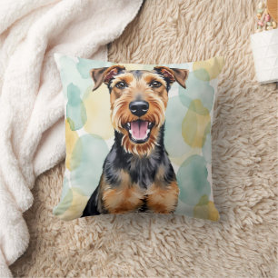 Airedale Terrier Aquarel Wervelende Achtergrond Ku Kussen