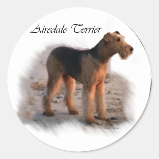 Airedale Terrier Art Gifts Ronde Sticker (Voorkant)