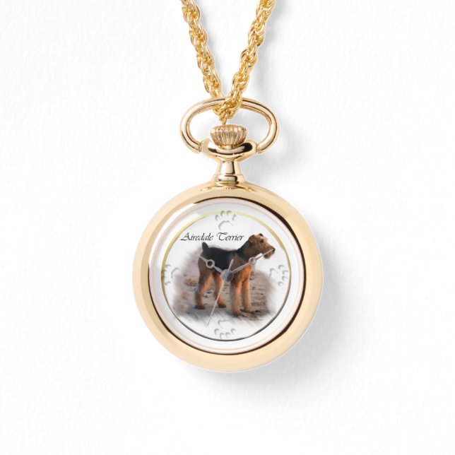 Airedale Terrier Art Horloge (Voorkant)
