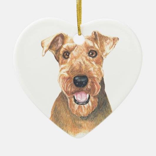 Airedale Terrier Art Keramisch Ornament (Voorkant)