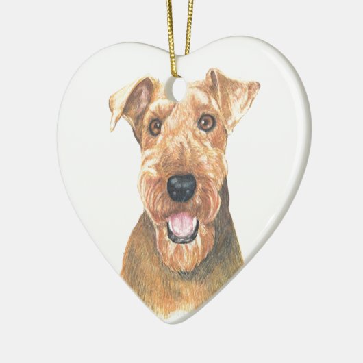 Airedale Terrier Art Keramisch Ornament (Links)
