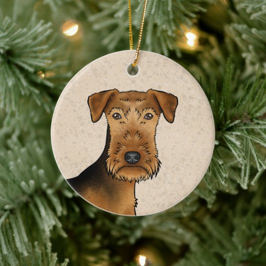 Airedale Terrier Bingley Terrier Hond Hoofd en Naa Keramisch Ornament (Boom)