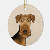 Airedale Terrier Bingley Terrier Hond Hoofd en Naa Keramisch Ornament (Links)