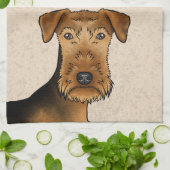 Airedale Terrier Bingley Terrier Hondenkop Beige Theedoek (Gevouwen)